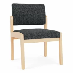 Lesro Lenox Wood Fabric Waiting Reception Armless Guest Chair In Blue/Natural 34 Lesro Lenox Wood Fabric Waiting Reception Armless Guest Chair In Blue/Natural -CYMAX Sales 2701698 L 2