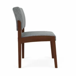 Lesro Lenox Wood Fabric Reception Armless Guest Chair In Gray/Walnut -CYMAX Sales 2701699 1 L 2