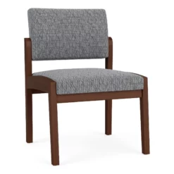 Lesro Lenox Wood Fabric Reception Armless Guest Chair In Blue/Walnut 40 Lesro Lenox Wood Fabric Reception Armless Guest Chair In Blue/Walnut -CYMAX Sales 2701699 L
