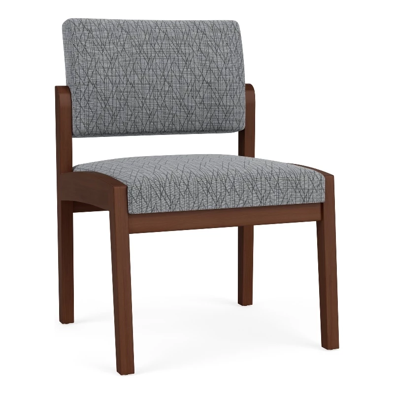 Lesro Lenox Wood Fabric Reception Armless Guest Chair In Blue/Walnut 21 Lesro Lenox Wood Fabric Reception Armless Guest Chair In Blue/Walnut - Image 19