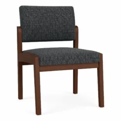 Lesro Lenox Wood Fabric Reception Armless Guest Chair In Gray/Walnut -CYMAX Sales 2701701 L 2
