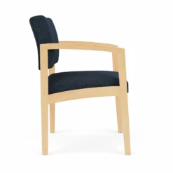 Lesro Lenox Wood Fabric Reception Guest Chair In Open House Navy/Natural -CYMAX Sales 2701733 1 L 3