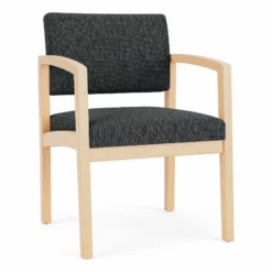 Lesro Lenox Wood Fabric Reception Guest Chair In Open House Navy/Natural -CYMAX Sales 2701734 L 3