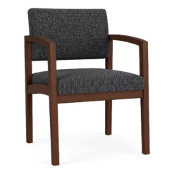 Lesro Lenox Wood Fabric Reception Guest Chair In Asteroid Gray/Walnut -CYMAX Sales 2701761 L