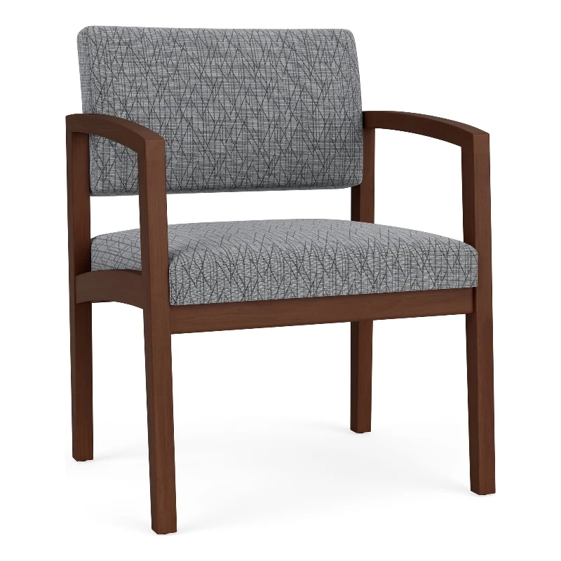Lesro Lenox Wood Fabric Reception Wide Guest Chair In Black/Walnut 21 Lesro Lenox Wood Fabric Reception Wide Guest Chair In Black/Walnut - Image 19