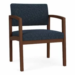 Lesro Lenox Wood Fabric Reception Wide Guest Chair In Navy/Walnut -CYMAX Sales 2701766 L 1