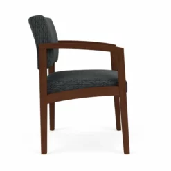 Lesro Lenox Wood Fabric Reception Wide Guest Chair In Gray/Walnut -CYMAX Sales 2701767 1 L 2