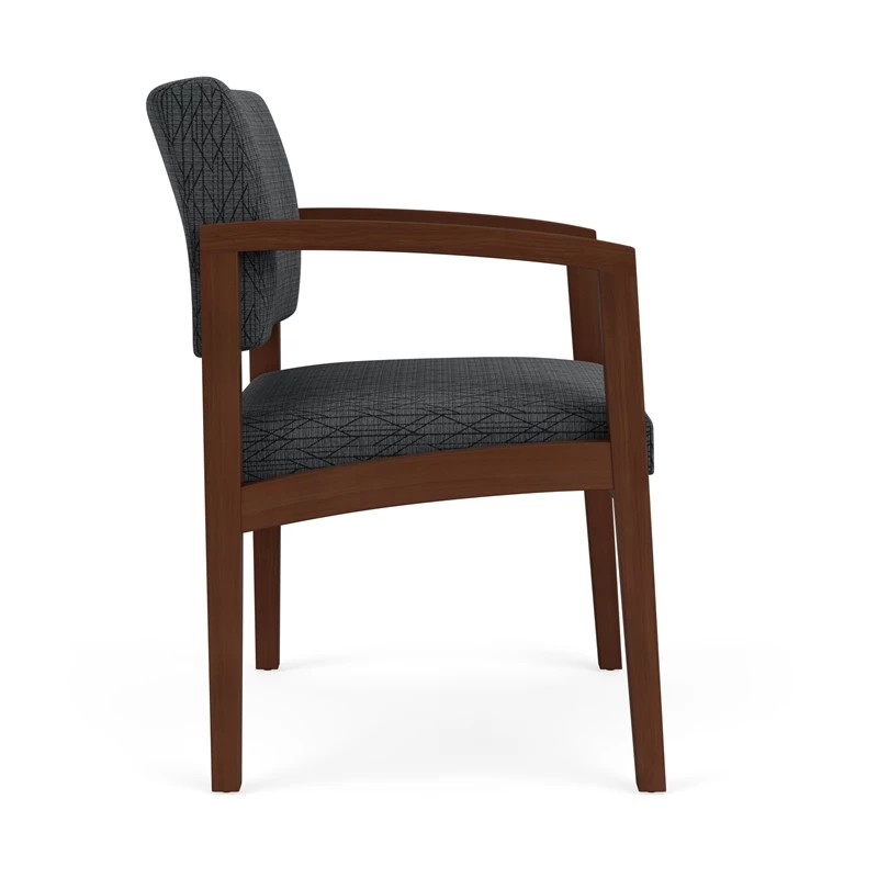 Lesro Lenox Wood Fabric Reception Wide Guest Chair In Black/Walnut 16 Lesro Lenox Wood Fabric Reception Wide Guest Chair In Black/Walnut - Image 14