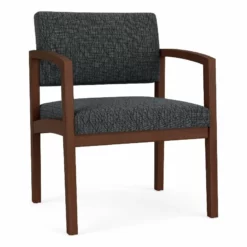 Lesro Lenox Wood Fabric Reception Wide Guest Chair In Navy/Walnut -CYMAX Sales 2701767 L 1