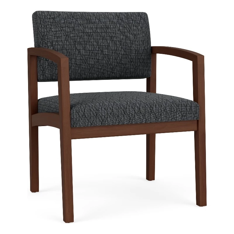 Lesro Lenox Wood Fabric Reception Wide Guest Chair In Black/Walnut 15 Lesro Lenox Wood Fabric Reception Wide Guest Chair In Black/Walnut - Image 13