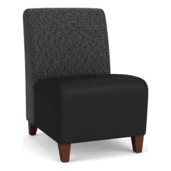 Lesro Siena Polyurethane Lounge Reception Armless Guest Chair In Walnut/Gray -CYMAX Sales 2701874 1 L