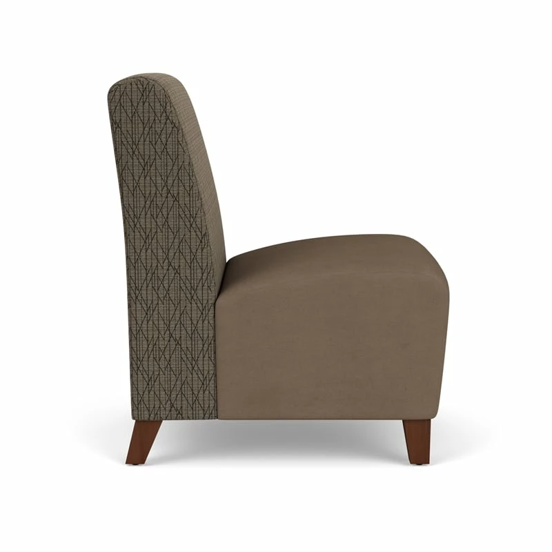 Lesro Siena Polyurethane Lounge Reception Armless Guest Chair In Brown/Walnut 4 Lesro Siena Polyurethane Lounge Reception Armless Guest Chair In Brown/Walnut - Image 2