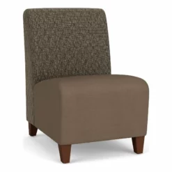 Lesro Siena Polyurethane Lounge Reception Armless Guest Chair In Brown/Walnut