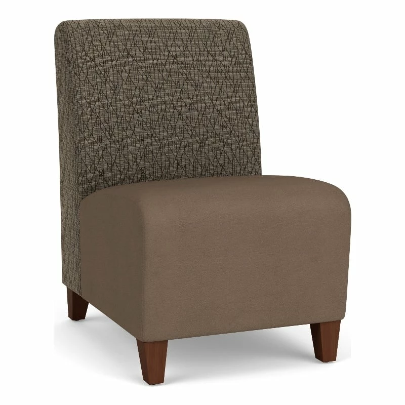 Lesro Siena Polyurethane Lounge Reception Armless Guest Chair In Brown/Walnut 3 Lesro Siena Polyurethane Lounge Reception Armless Guest Chair In Brown/Walnut
