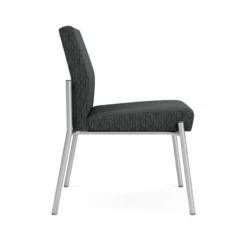 Lesro Mystic Fabric/Metal Reception Armless Guest Chair In Silver/Black -CYMAX Sales 2702721 1 L 3