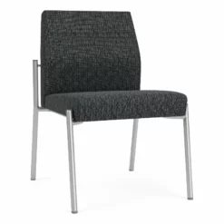 Lesro Mystic Fabric/Metal Reception Armless Guest Chair In Silver/Black -CYMAX Sales 2702721 L 3