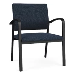 Lesro Newport 18.5" Fabric & Steel Reception Guest Chair In Gray/Black -CYMAX Sales 2702732 L