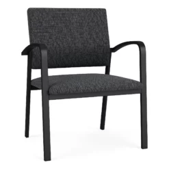 Lesro Newport 18.5" Fabric & Steel Reception Guest Chair In Gray/Black -CYMAX Sales 2702733 L