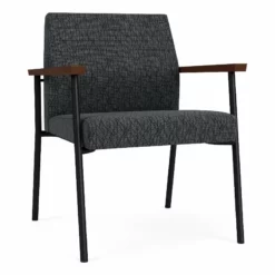 Lesro Mystic Fabric/Metal Reception WideGuest Chair In Black/Blue -CYMAX Sales 2702757 L 1