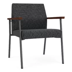 Lesro Mystic Fabric/Metal Reception WideGuest Chair In Charcoal/Navy -CYMAX Sales 2702761 L