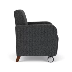 Lesro Siena 17.5" Fabric & Wood Lounge Reception Guest Chair In Black/Walnut -CYMAX Sales 2702881 1 L