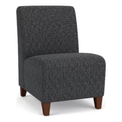 Lesro Siena Fabric Lounge Reception Armless Guest Chair In Blue/Walnut -CYMAX Sales 2703018 L