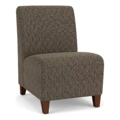 Lesro Siena Fabric Lounge Reception Armless Guest Chair In Blue/Walnut -CYMAX Sales 2703019 L