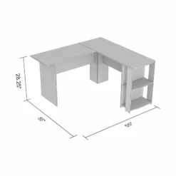 UrbanPro 55"L L-Shaped Computer Desk With 2-Shelves In Dark Gray -CYMAX Sales 2706152 2 L