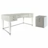 Home Square 2-Piece Set With Writing Desk And Rolling File In White -CYMAX Sales 2709387 L