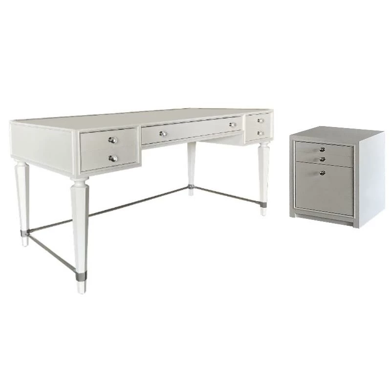Home Square 2-Piece Set With Writing Desk And Rolling File In White 3 Home Square 2-Piece Set With Writing Desk And Rolling File In White