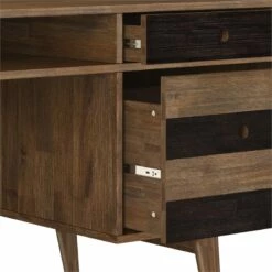Clarkson SOLID WOOD 60" WD Desk With Side Drawers In Rustic Natural Aged Brown -CYMAX Sales 2709432 4 L