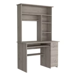 FM FURNITURE Tucson 2 Piece Office Set Bookcase And Desk Gray Engineered Wood -CYMAX Sales 2722107 6 L