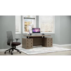 RoomAndLoft Gray Windsor Solid Wood Sit-Stand Storage Desk -CYMAX Sales 2725465 1 L