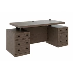 RoomAndLoft Gray Windsor Solid Wood Sit-Stand Storage Desk -CYMAX Sales 2725465 10 L