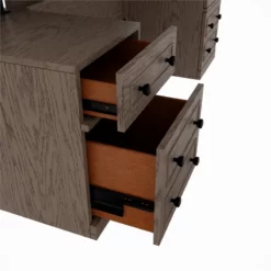 RoomAndLoft Gray Windsor Solid Wood Sit-Stand Storage Desk -CYMAX Sales 2725465 8 L