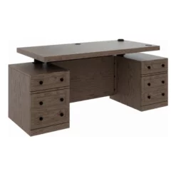 RoomAndLoft Gray Windsor Solid Wood Sit-Stand Storage Desk