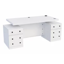 RoomAndLoft White Windsor Solid Wood Sit-Stand Storage Desk