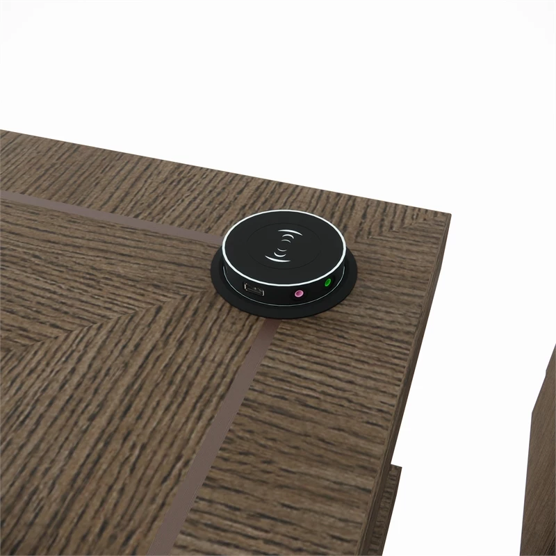 RoomAndLoft Gray Imperial Solid Wood Sit-Stand Storage Desk 6 RoomAndLoft Gray Imperial Solid Wood Sit-Stand Storage Desk - Image 4