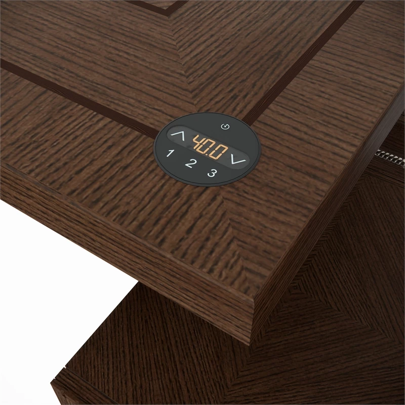 RoomAndLoft Brown Imperial Solid Wood Sit-Stand Storage Desk 6 RoomAndLoft Brown Imperial Solid Wood Sit-Stand Storage Desk - Image 4