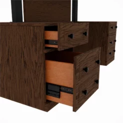 RoomAndLoft Brown Windsor Wood Sit-Stand Storage Desk With File Drawer Bookcase 21 RoomAndLoft Brown Windsor Wood Sit-Stand Storage Desk With File Drawer Bookcase -CYMAX Sales 2725477 8 L