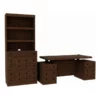 RoomAndLoft Brown Windsor Wood Sit-Stand Storage Desk With File Drawer Bookcase