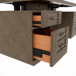 RoomAndLoft Gray Imperial Wood Sit-Stand Storage Desk With File Drawer Bookcase -CYMAX Sales 2725479 8 L