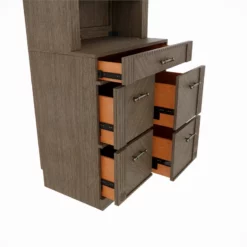 RoomAndLoft Gray Imperial Wood Sit-Stand Storage Desk With File Drawer Bookcase -CYMAX Sales 2725479 9 L