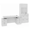 RoomAndLoft White Imperial Wood Sit-Stand Storage Desk With File Drawer Bookcase 1 RoomAndLoft White Imperial Wood Sit-Stand Storage Desk With File Drawer Bookcase -CYMAX Sales 2725481 L