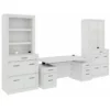 RoomAndLoft White Imperial Sit-Stand Storage Desk & Two File Drawer Bookcases