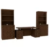 RoomAndLoft Brown Windsor Sit-Stand Storage Desk With Two File Drawer Bookcases -CYMAX Sales 2726433 L