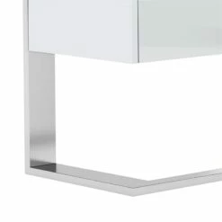 Benzara Cid Amy 3-Drawer Wood & Stainless Steel Office Desk In White And Chrome 11 Benzara Cid Amy 3-Drawer Wood & Stainless Steel Office Desk In White And Chrome -CYMAX Sales 2727394 3 L