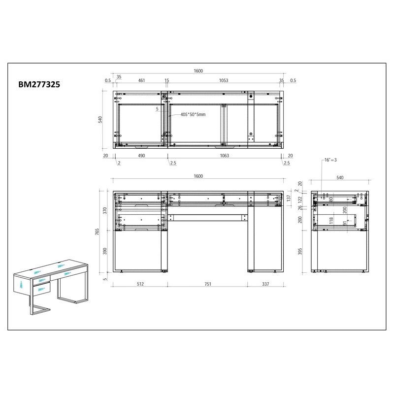 Benzara Cid Amy 3-Drawer Wood & Stainless Steel Office Desk In White And Chrome 8 Benzara Cid Amy 3-Drawer Wood & Stainless Steel Office Desk In White And Chrome - Image 6