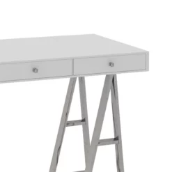 Benzara Cid 3-Drawer Modern Composite Wood Office Desk Console Table In White -CYMAX Sales 2727517 2 L