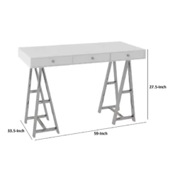 Benzara Cid 3-Drawer Modern Composite Wood Office Desk Console Table In White -CYMAX Sales 2727517 4 L